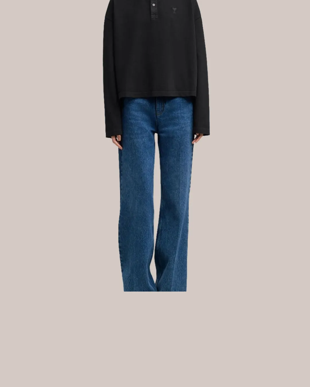 AMI Paris Ami De Coeur Long-Sleeved Polo Shirt in Two Colors
