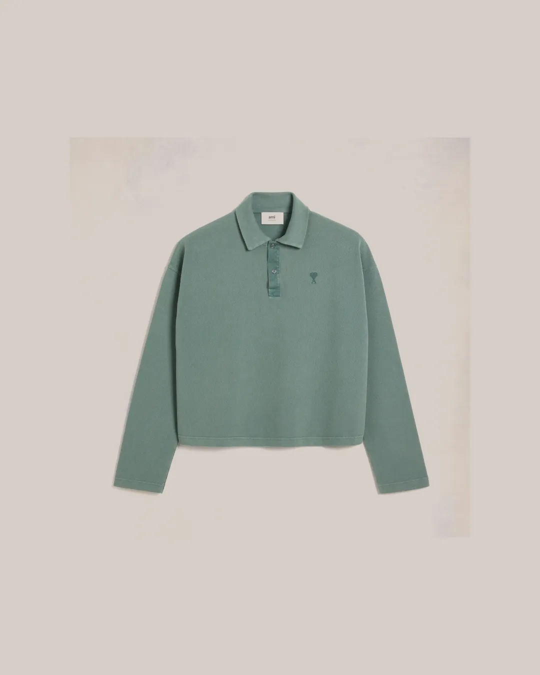 AMI Paris Ami De Coeur Long-Sleeved Polo Shirt in Two Colors