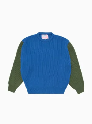 Beacon Merino Wool Crew Sweater Royal Blue & Olive