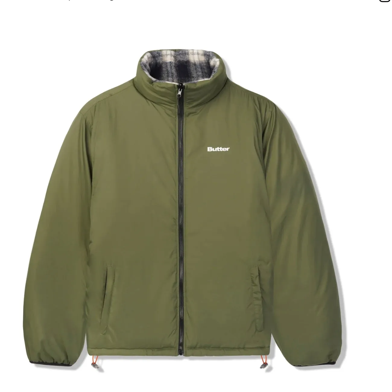 Butter Goods Reversible Plaid Puffer Jacket // Navy/Alpine