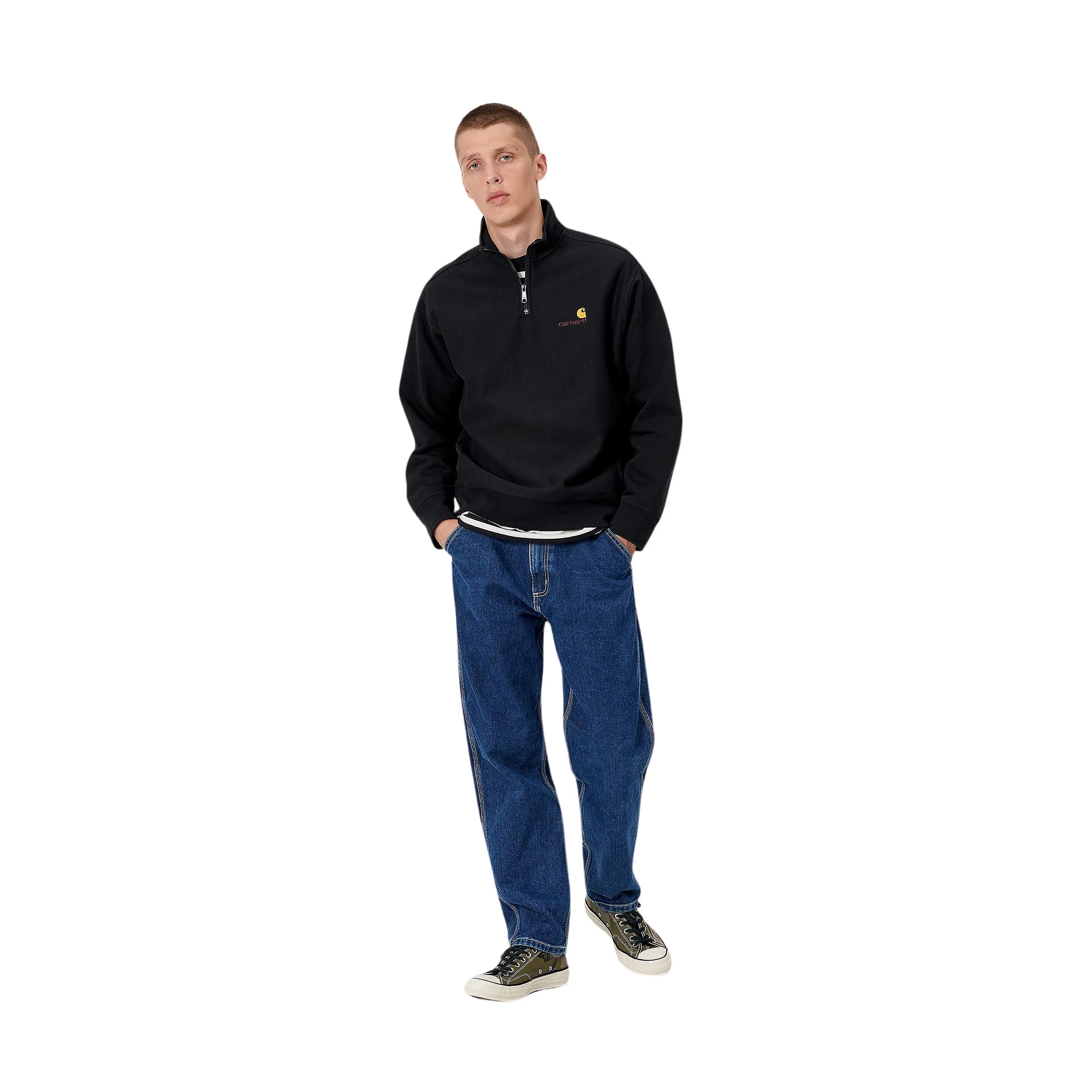 CARHARTT WIP HALF ZIP AMERICAN SCRIPT SWEAT | SUDADERA CON MEDIA CREMALLERA Y CUELLO ALTO