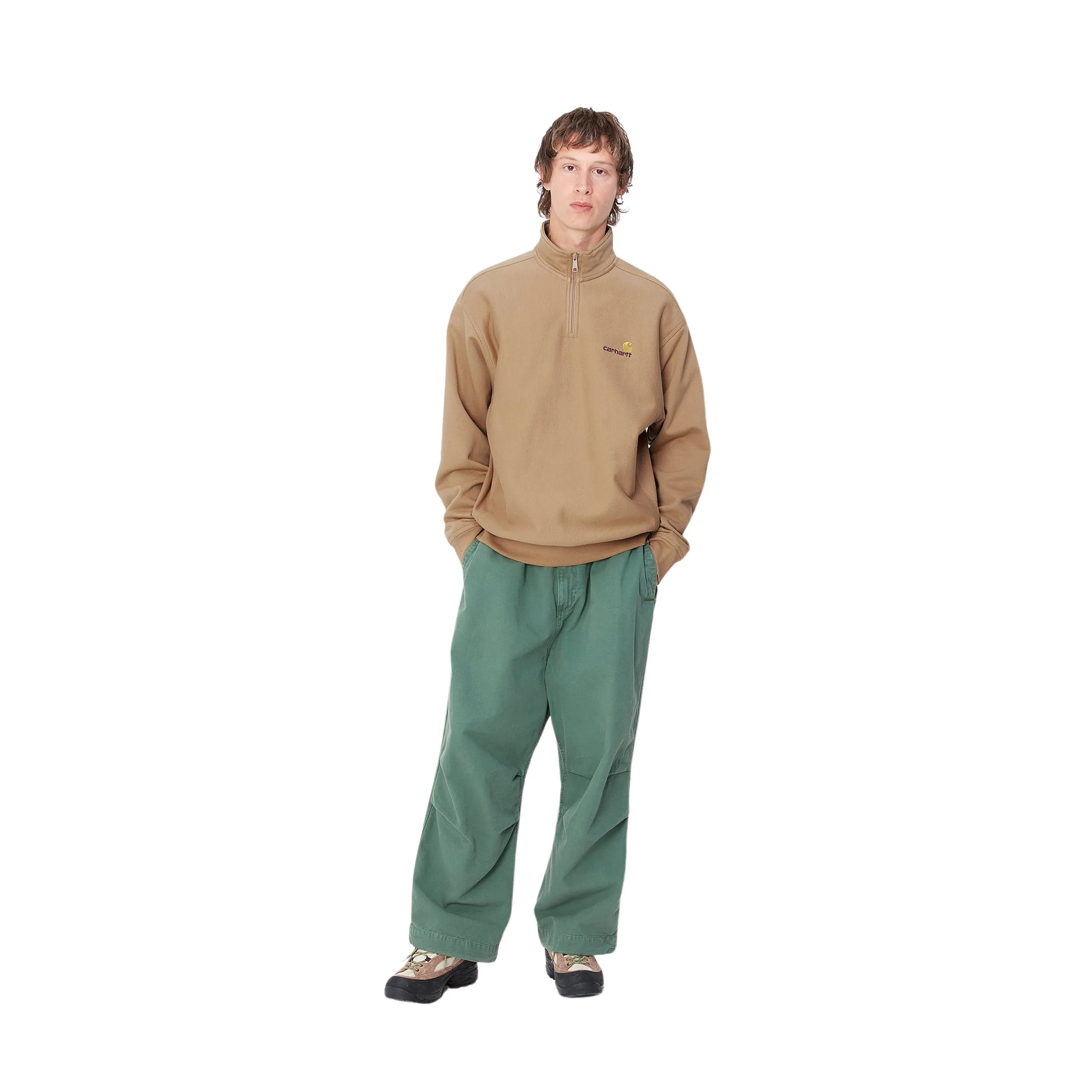 CARHARTT WIP HALF ZIP AMERICAN SCRIPT SWEAT | SUDADERA CON MEDIA CREMALLERA Y CUELLO ALTO