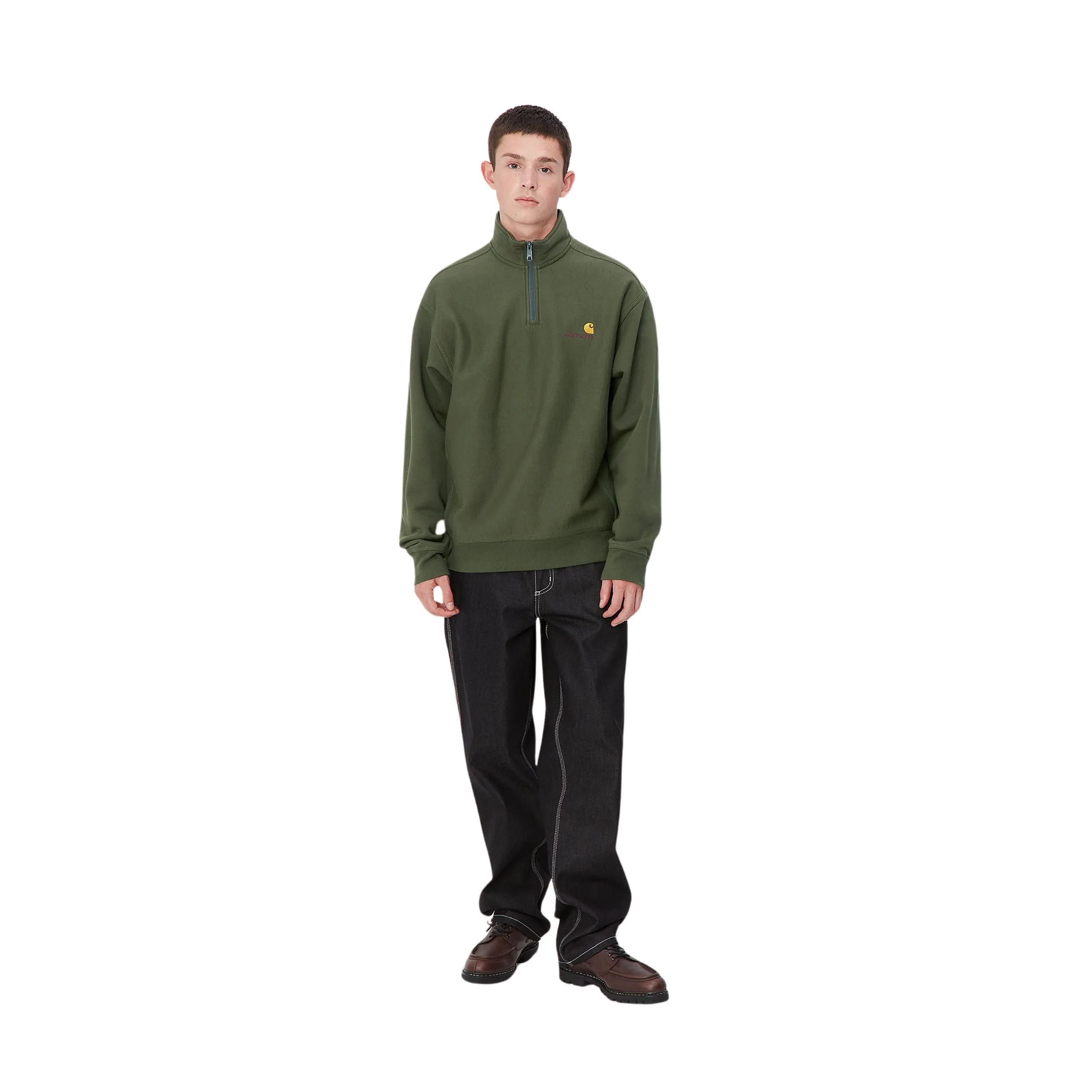 CARHARTT WIP HALF ZIP AMERICAN SCRIPT SWEAT | SUDADERA CON MEDIA CREMALLERA Y CUELLO ALTO