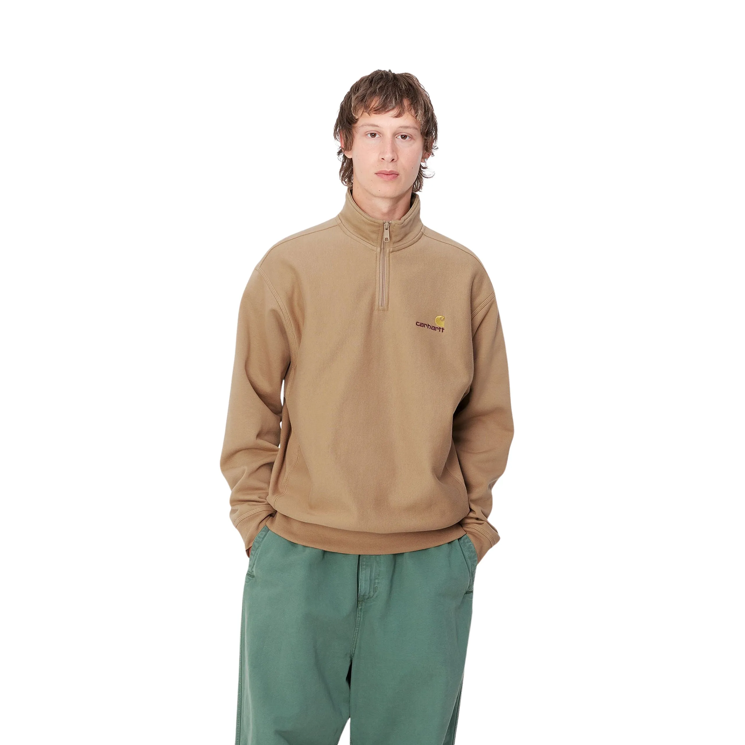 CARHARTT WIP HALF ZIP AMERICAN SCRIPT SWEAT | SUDADERA CON MEDIA CREMALLERA Y CUELLO ALTO