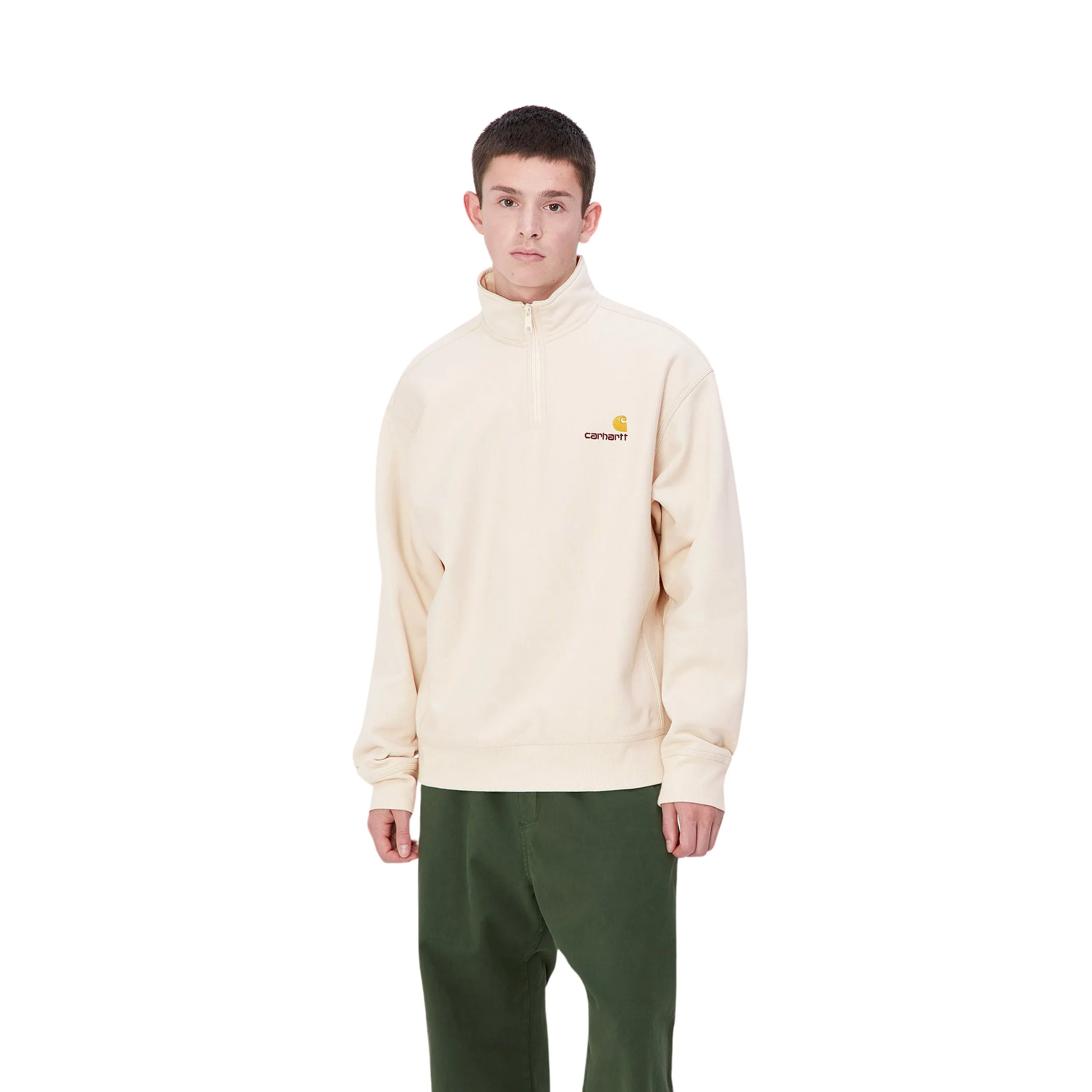 CARHARTT WIP HALF ZIP AMERICAN SCRIPT SWEAT | SUDADERA CON MEDIA CREMALLERA Y CUELLO ALTO