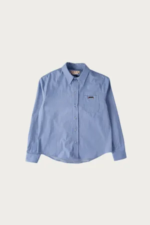 Colored Light Denim Western Shirt - Iris Blue
