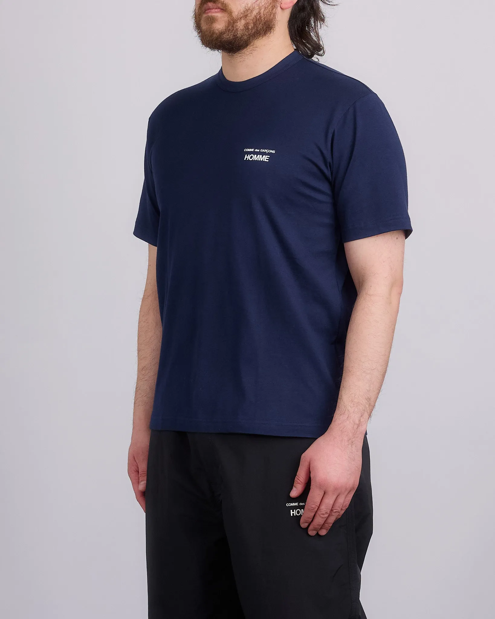 COMME des GARONS HOMME Cotton Jersey Chest Logo T-Shirt Navy