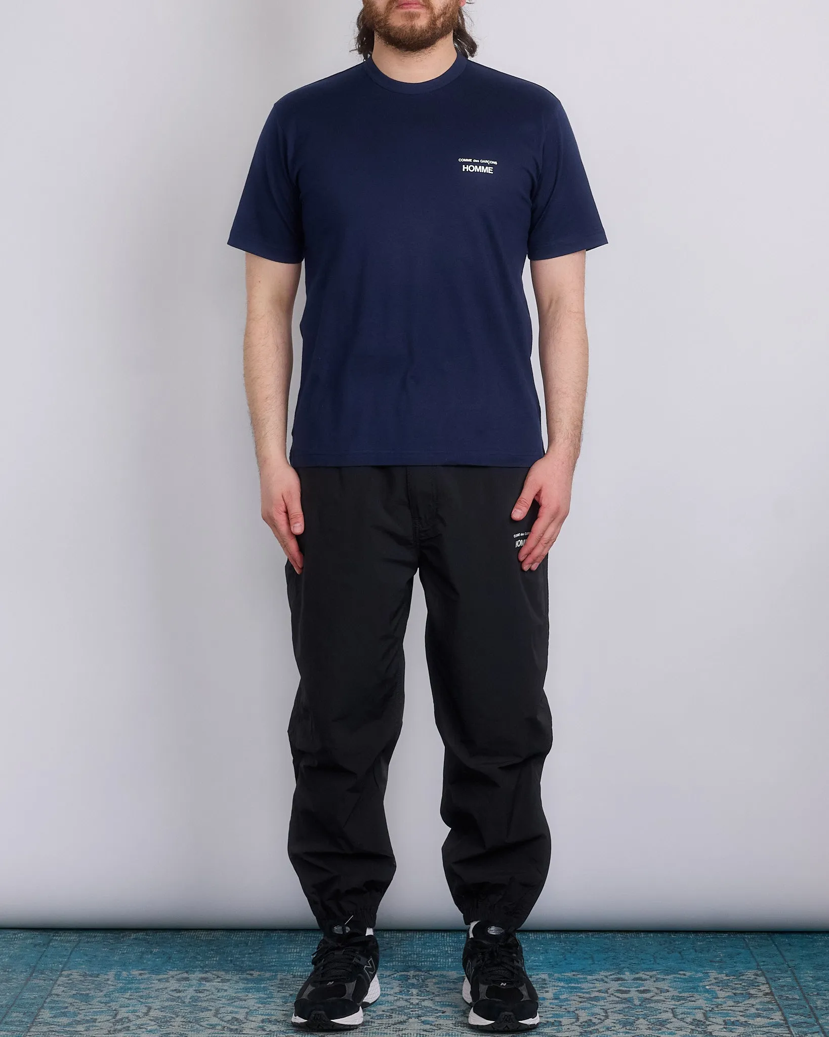 COMME des GARONS HOMME Cotton Jersey Chest Logo T-Shirt Navy