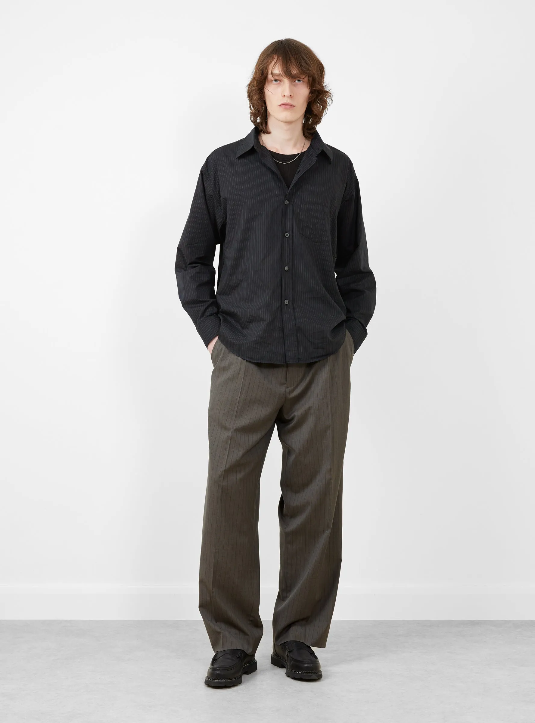 Executive Shirt Black Pinstripe