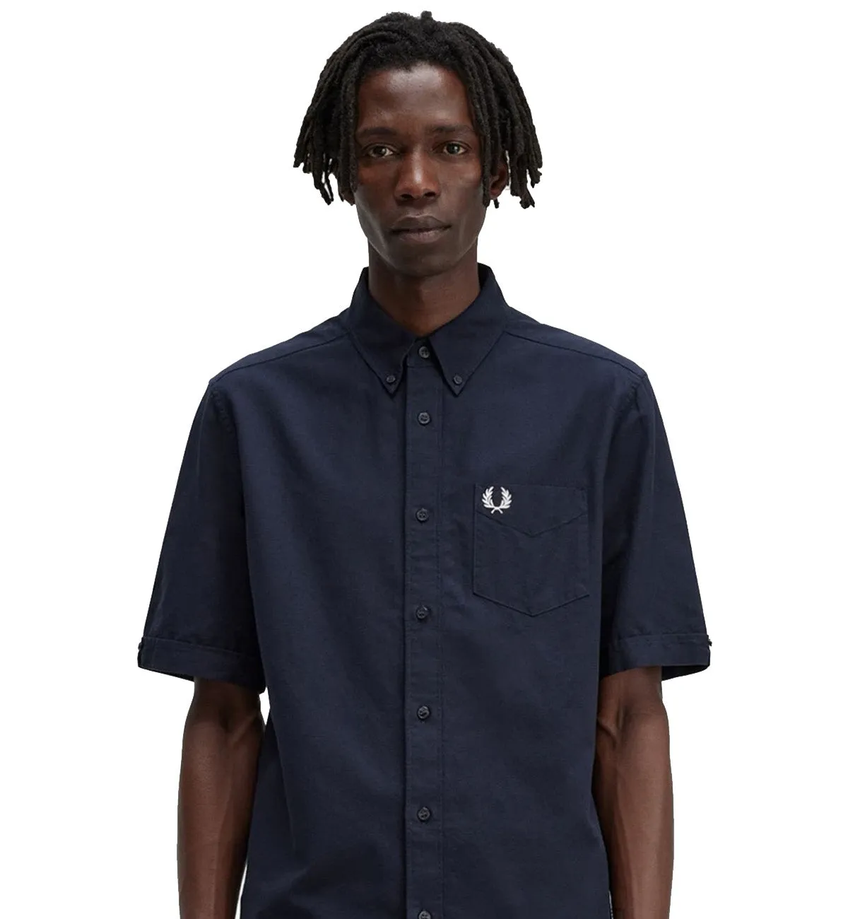 Fred Perry Short Sleeve Oxford Shirt (Navy)
