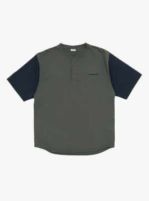 Henleyneck Baseball Tee Charcoal and Navy