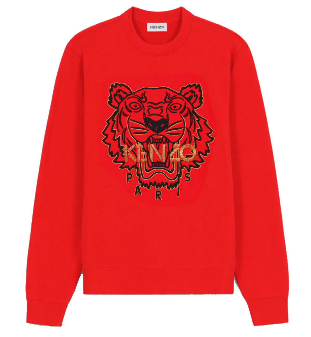 Kenzo Black Gold Embroidered Tiger Logo Red Sweatshirt