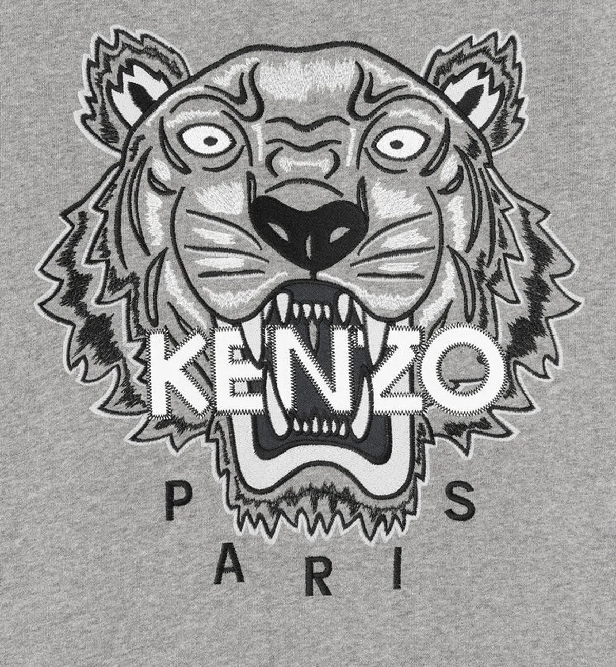 Kenzo Black White Embroidered Tiger Logo Grey Sweatshirt