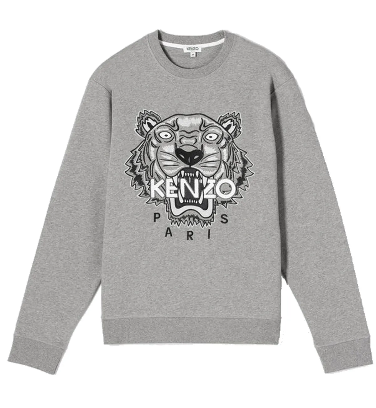 Kenzo Black White Embroidered Tiger Logo Grey Sweatshirt