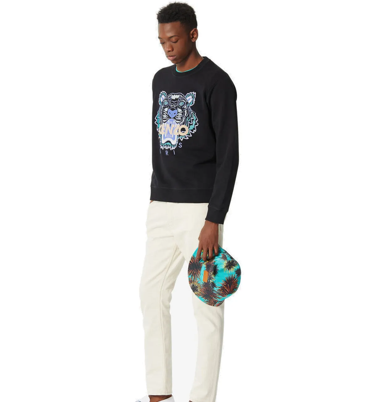Kenzo Purple Green Embroidered Tiger Logo Sweatshirt