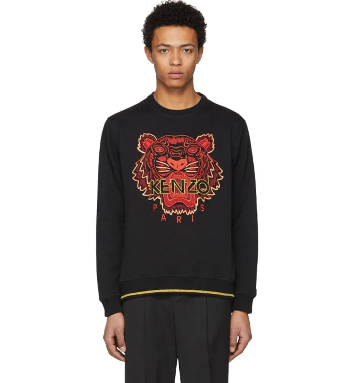Kenzo Red Gold Embroidered Tiger Logo Sweatshirt