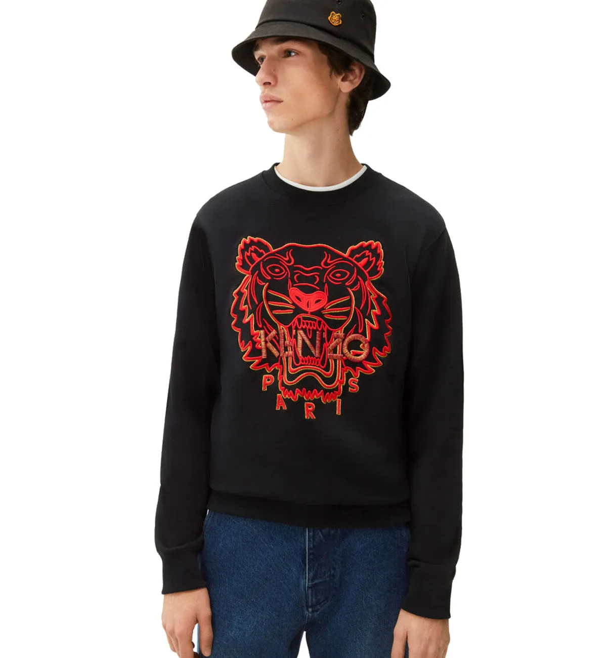Kenzo Red Gold Embroidered Tiger Logo Sweatshirt