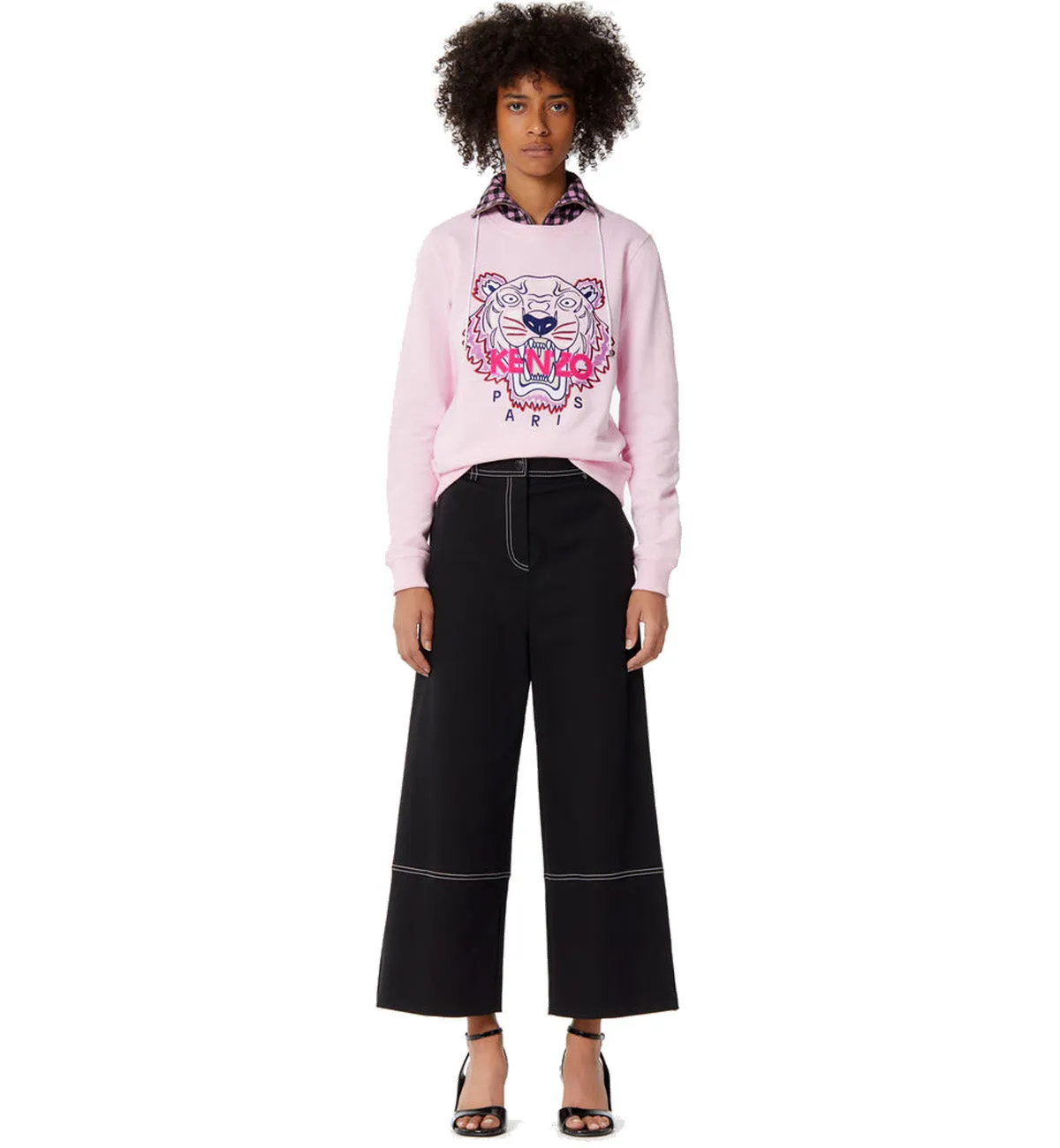 Kenzo Red White Embroidered Tiger Logo Pink Sweatshirt