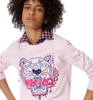 Kenzo Red White Embroidered Tiger Logo Pink Sweatshirt