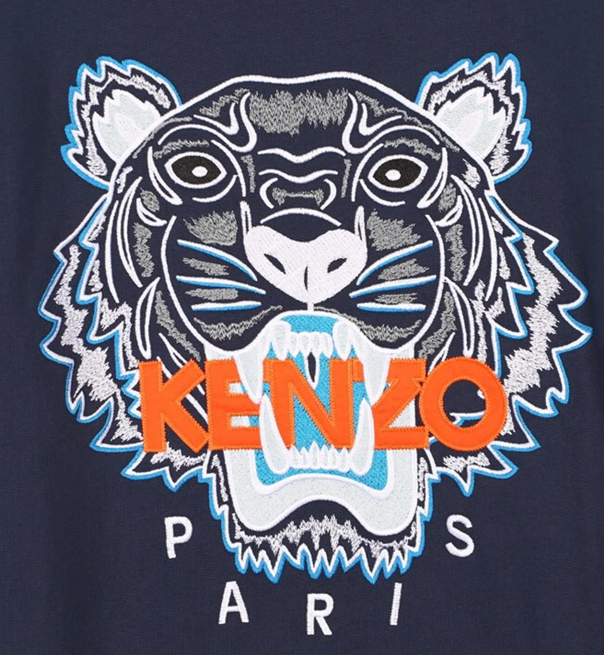 Kenzo White Blue Embroidered Tiger Logo Navy Sweatshirt