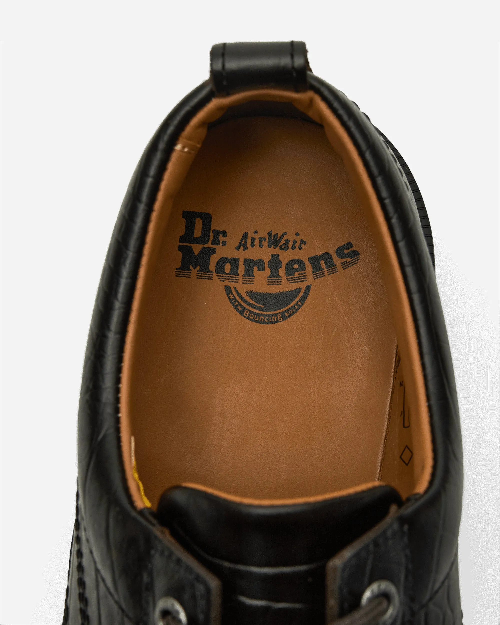 Lowell Crocodile Analine Leather Moc Toe Shoes Black