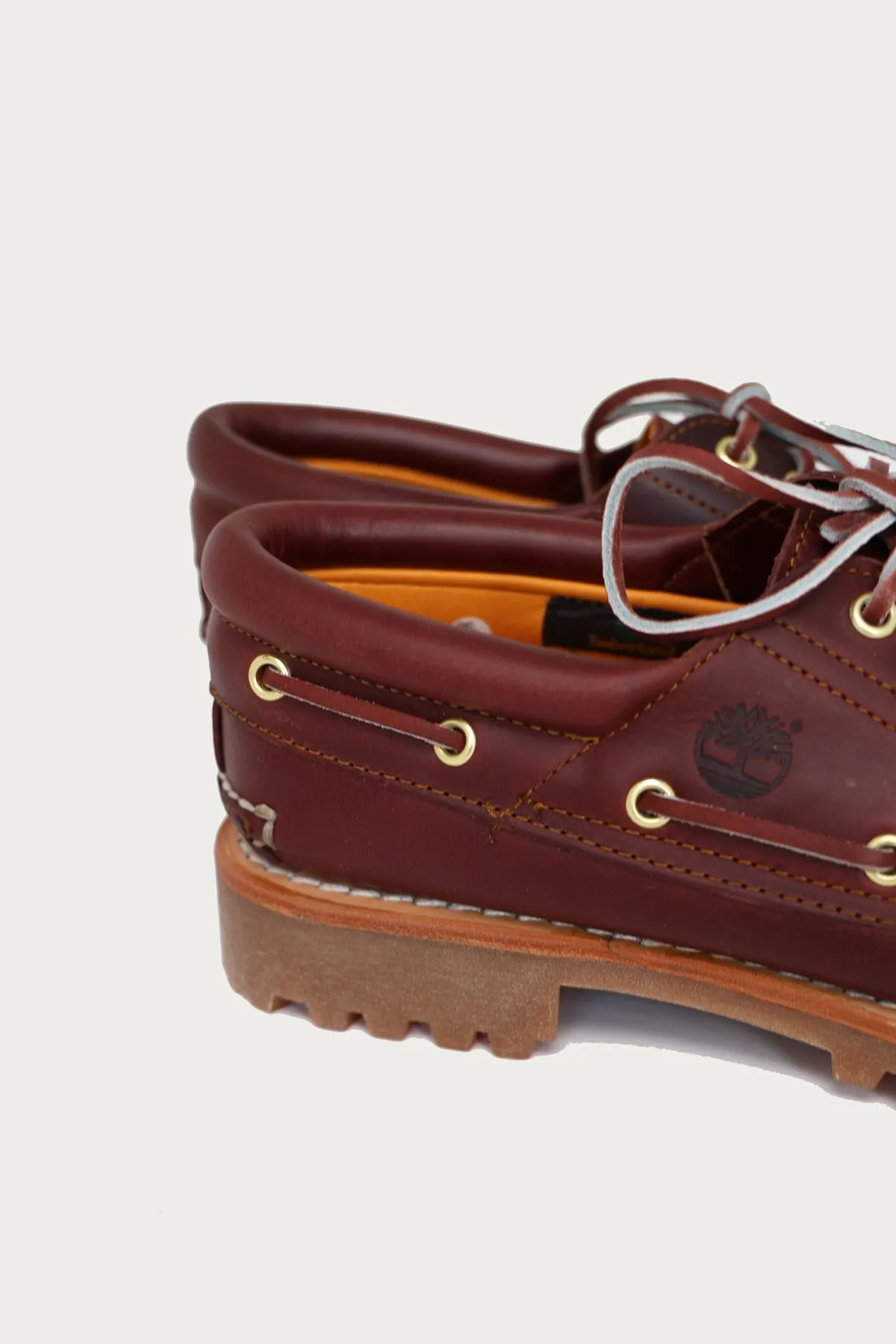 Men's 3-Eye Lug Handsewn Boat Shoe - Burgundy Full Grain