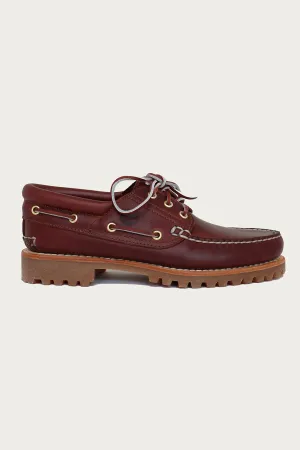 Men's 3-Eye Lug Handsewn Boat Shoe - Burgundy Full Grain