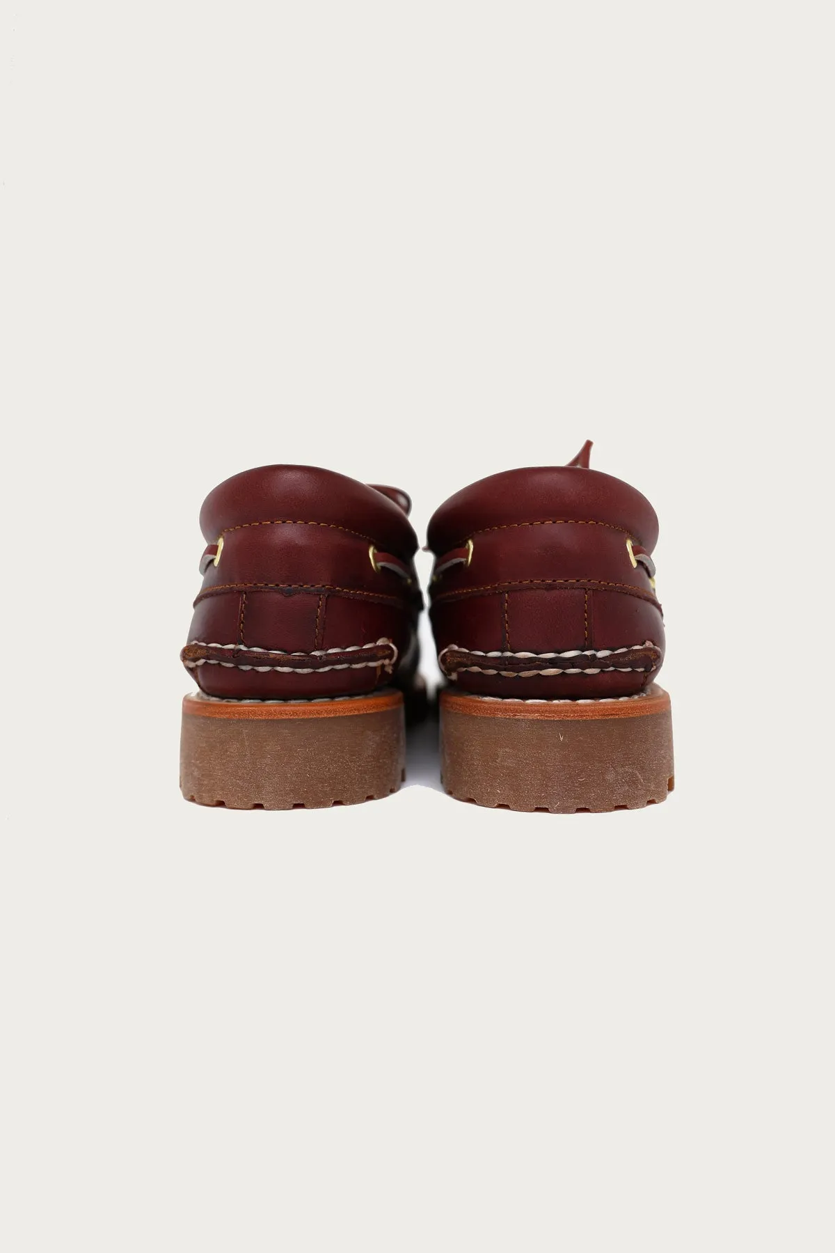 Men's 3-Eye Lug Handsewn Boat Shoe - Burgundy Full Grain