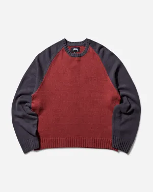 Men's Colorblocked Raglan Knit Crewneck Brick