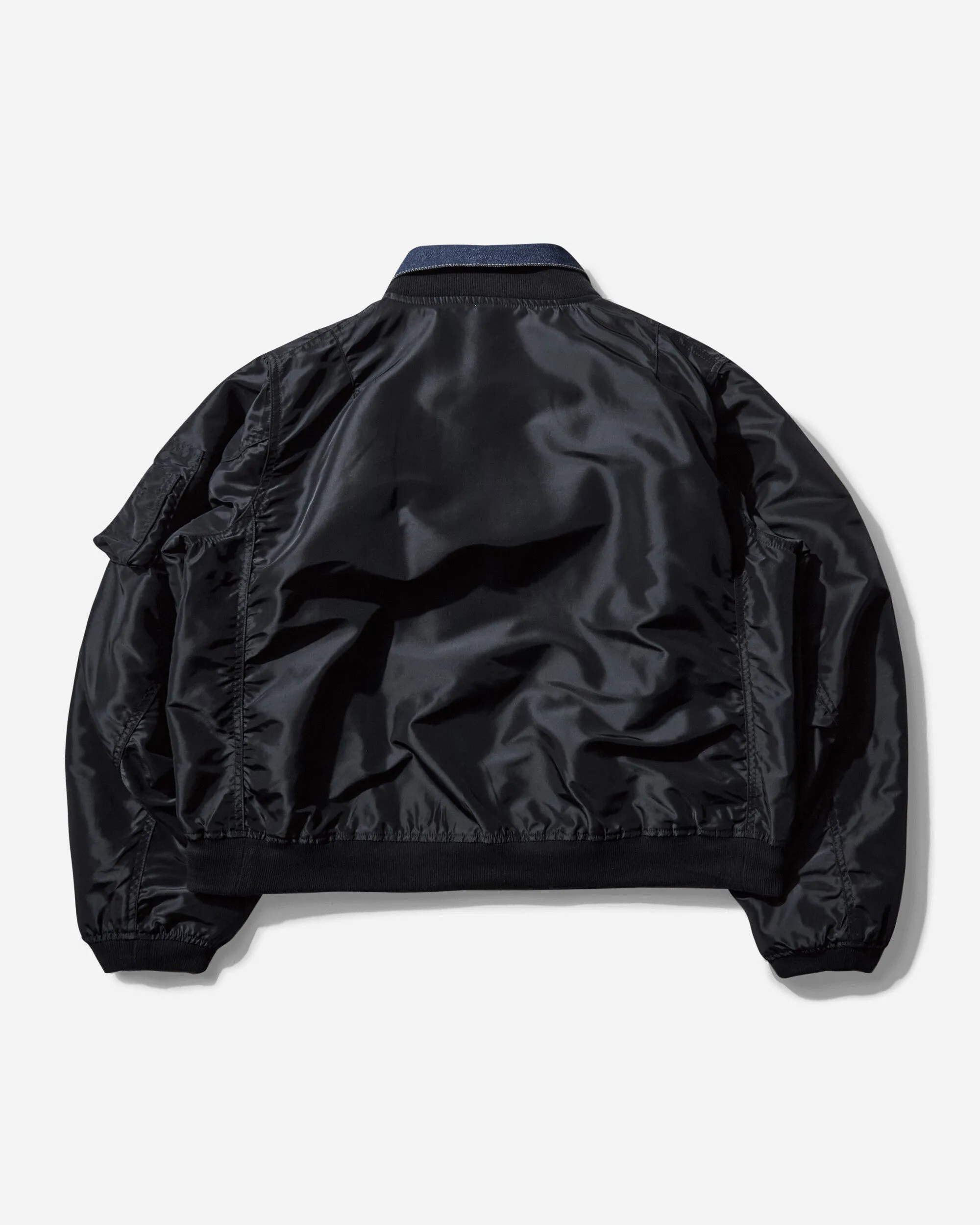 Men's sacai Denim x Nylon Twill Reversible Bomber Jacket Black