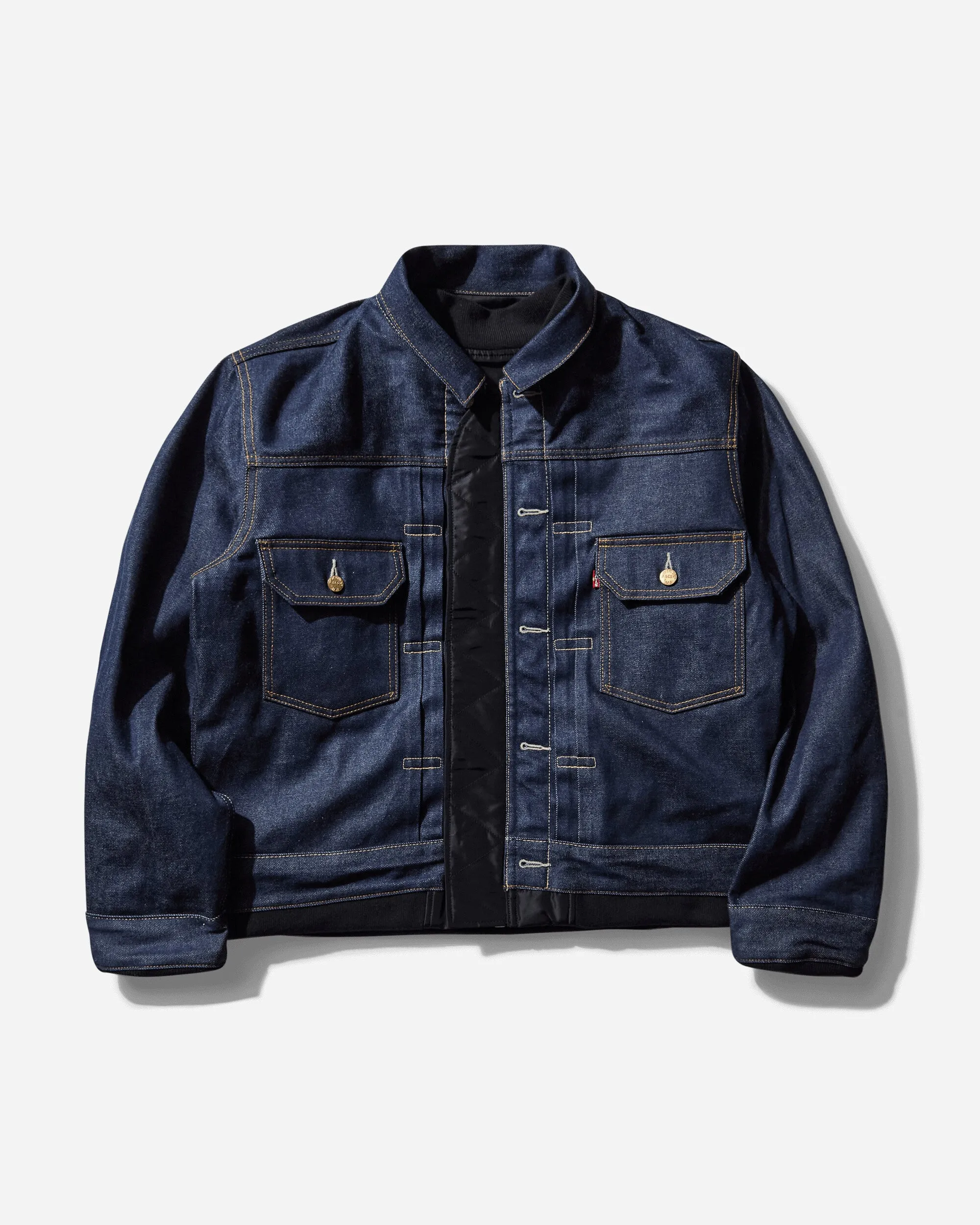 Men's sacai Denim x Nylon Twill Reversible Bomber Jacket Black