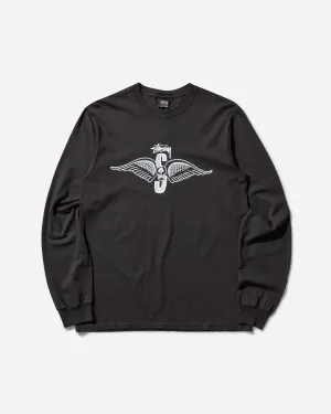Men's Skull Wings Pigment Dyed Longsleeve T-Shirt Black