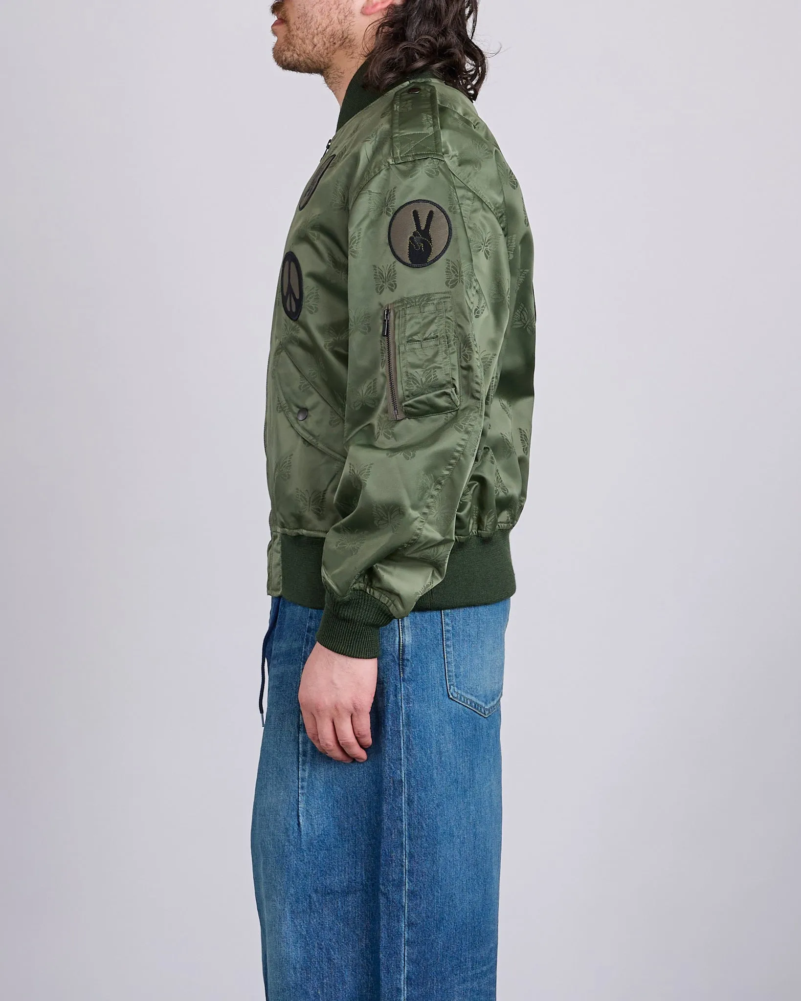 Needles L2-B Jacket Papillon Jacquard Sateen Olive