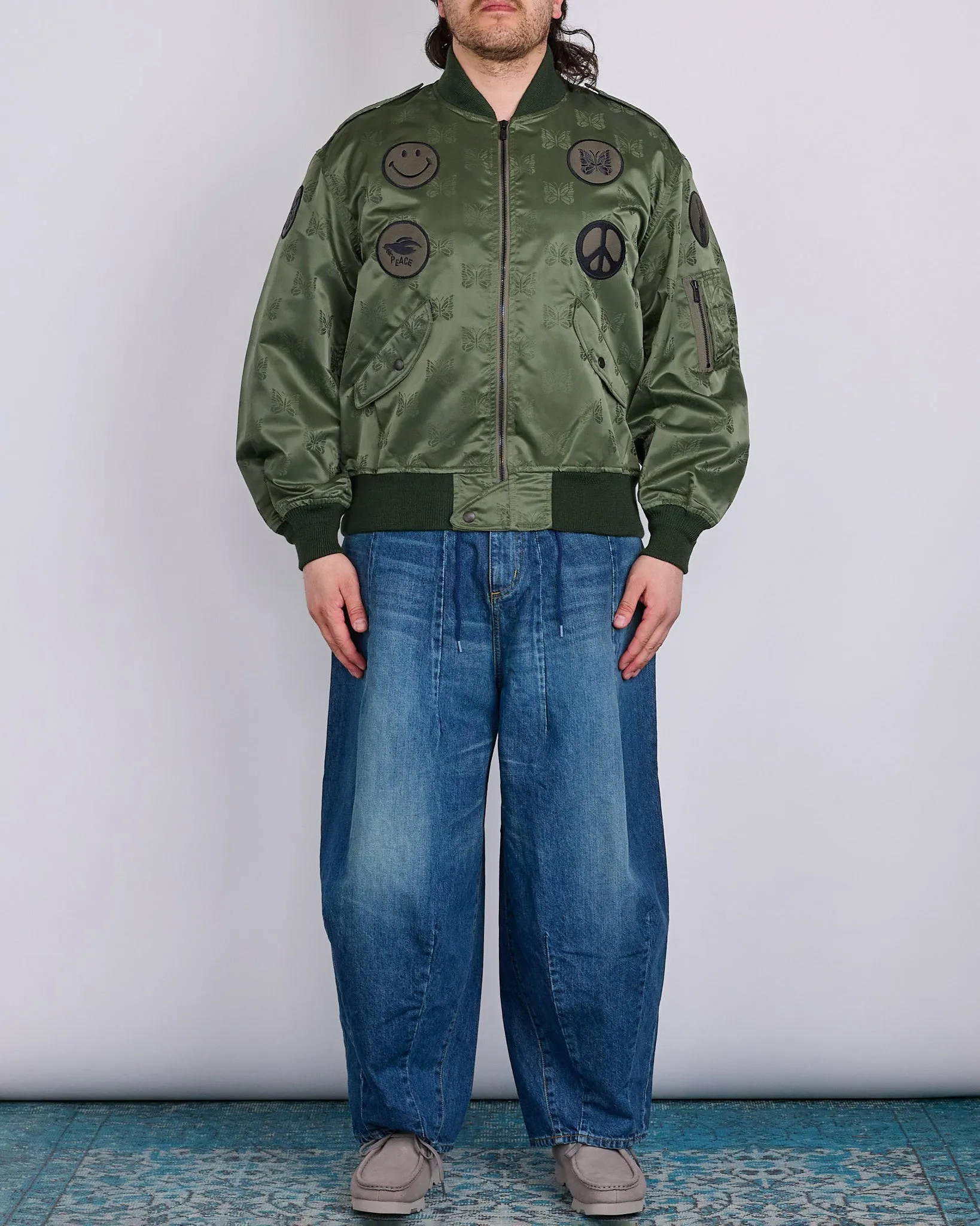 Needles L2-B Jacket Papillon Jacquard Sateen Olive