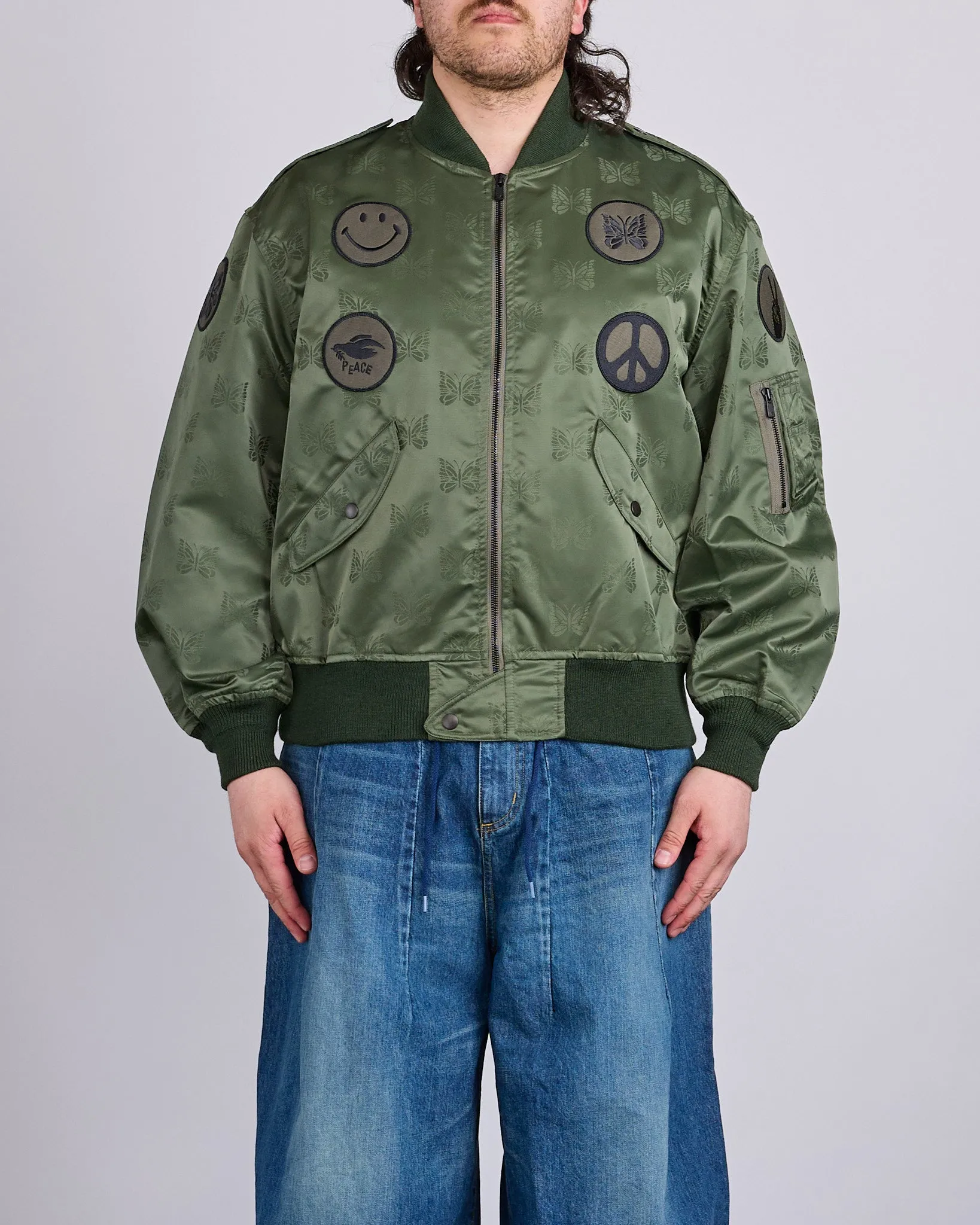 Needles L2-B Jacket Papillon Jacquard Sateen Olive