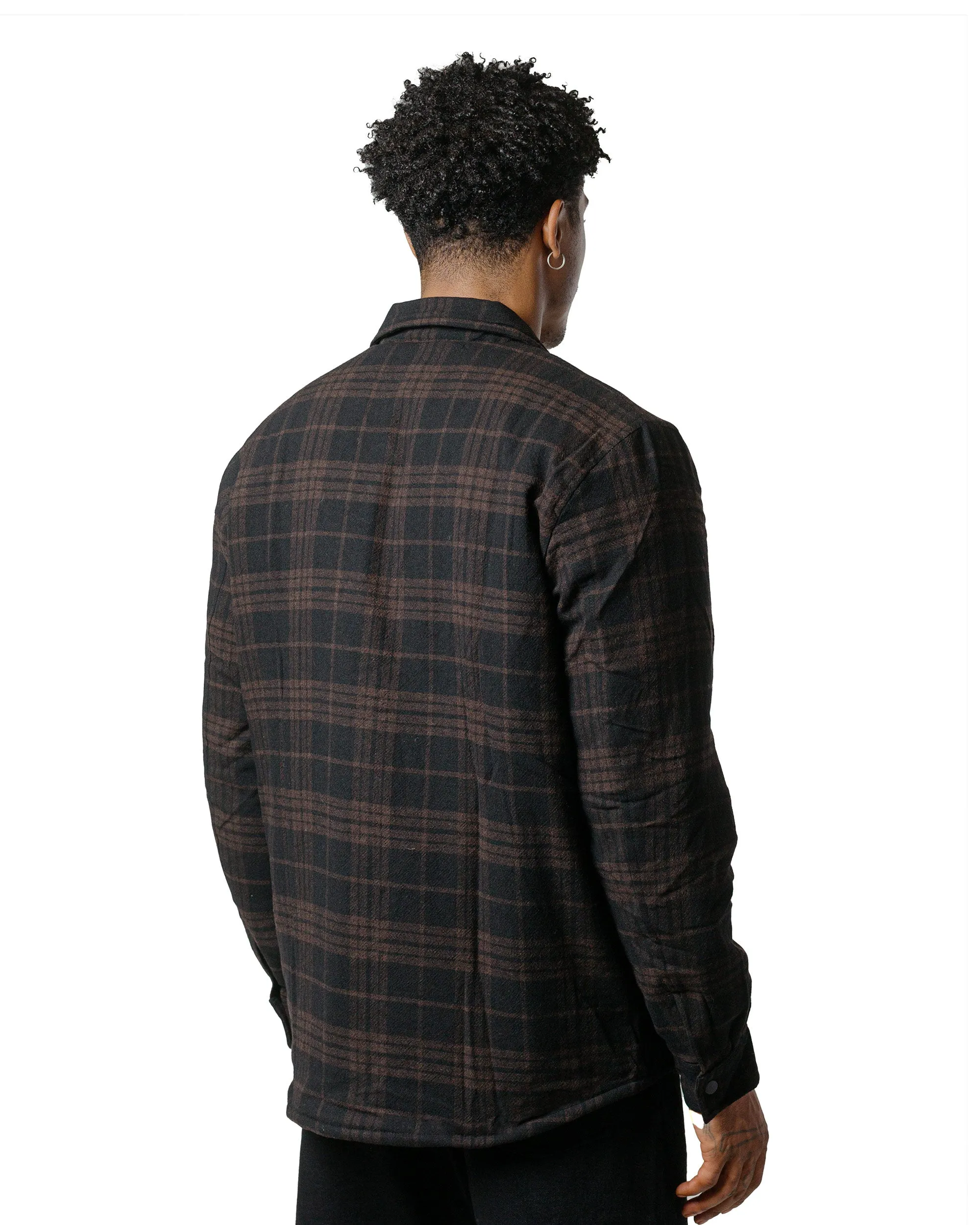 Norse Projects Hjalmer Insulated Wool Check Overshirt Espresso