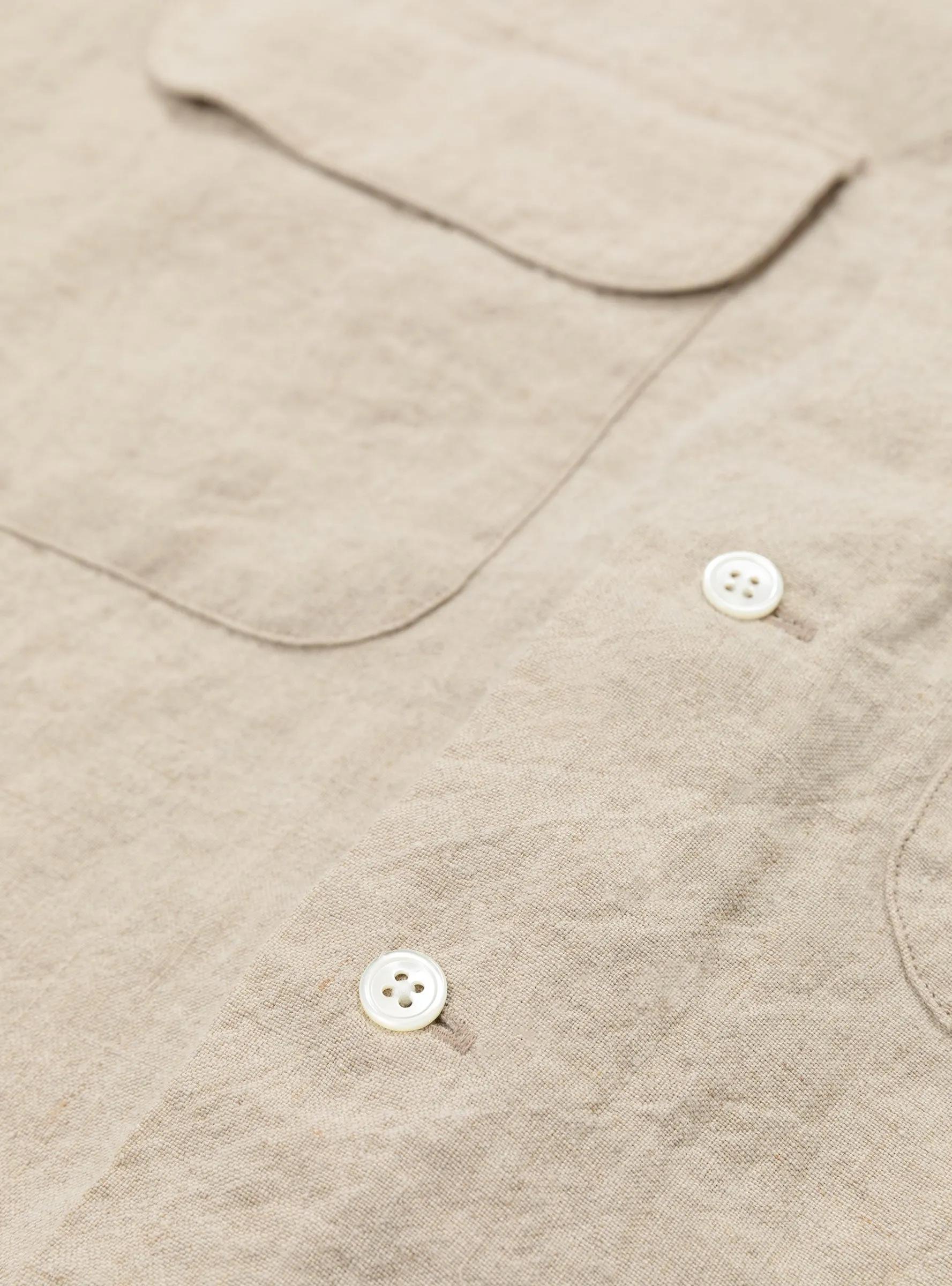 Open Collar 1/40 Linen Shirt Beige