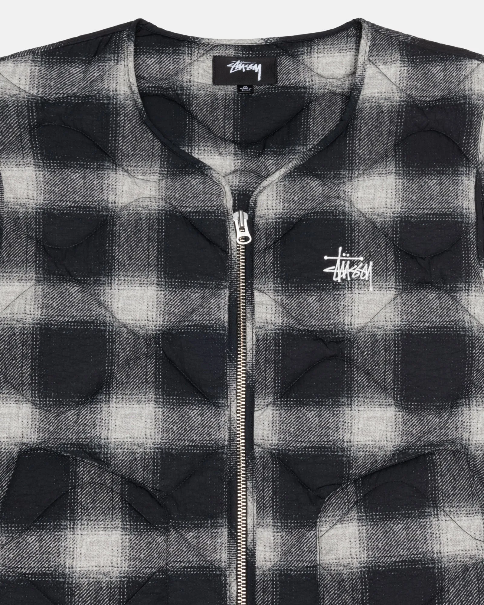 Plaid Nylon Liner Vest - Black