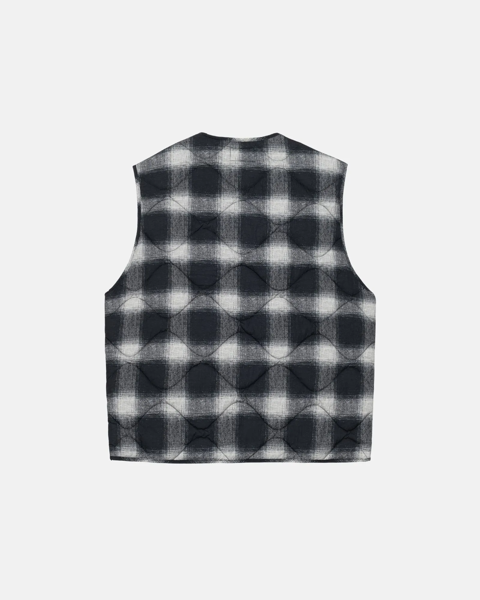 Plaid Nylon Liner Vest - Black