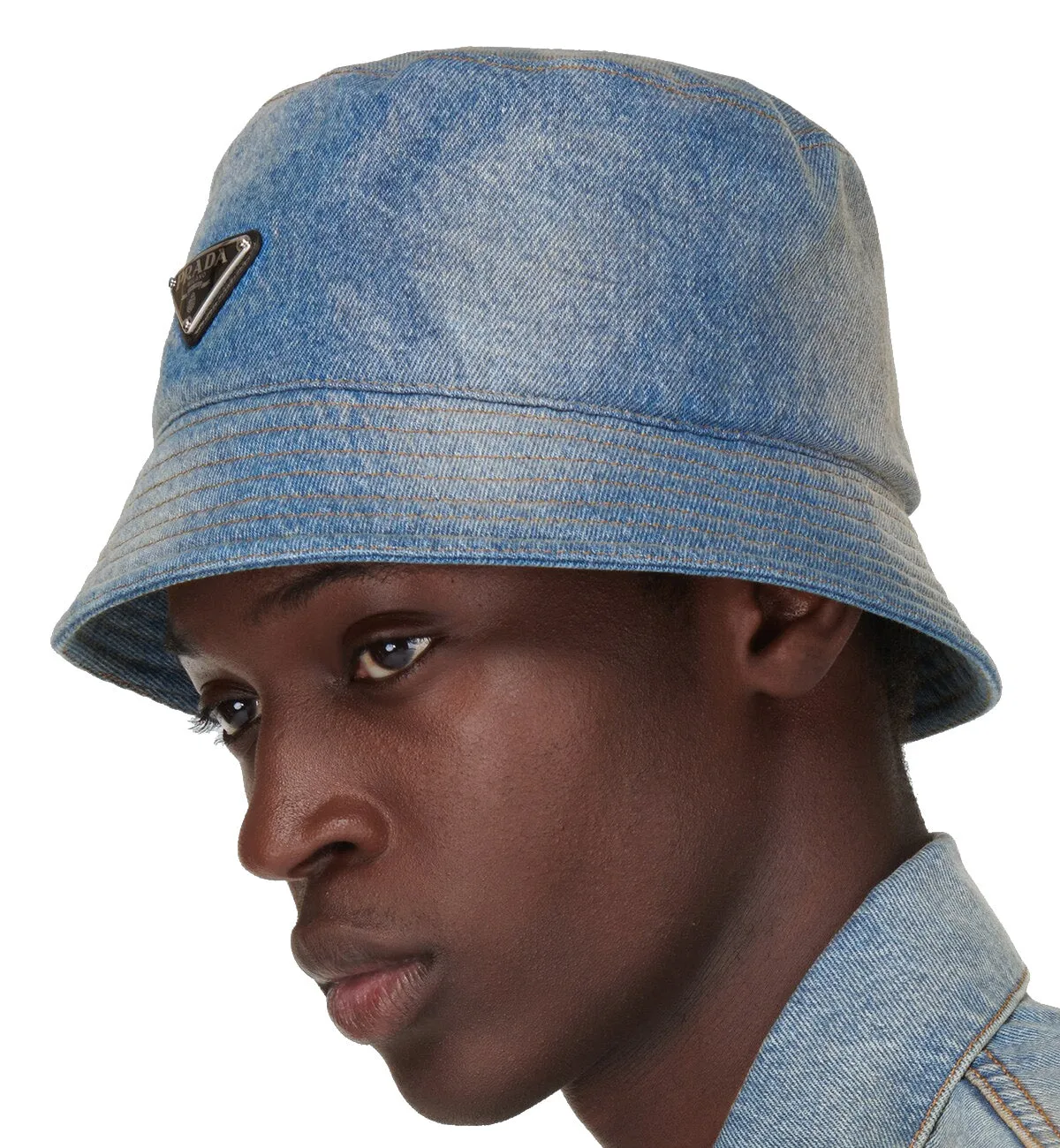 Prada Logo Denim Bucket Hat