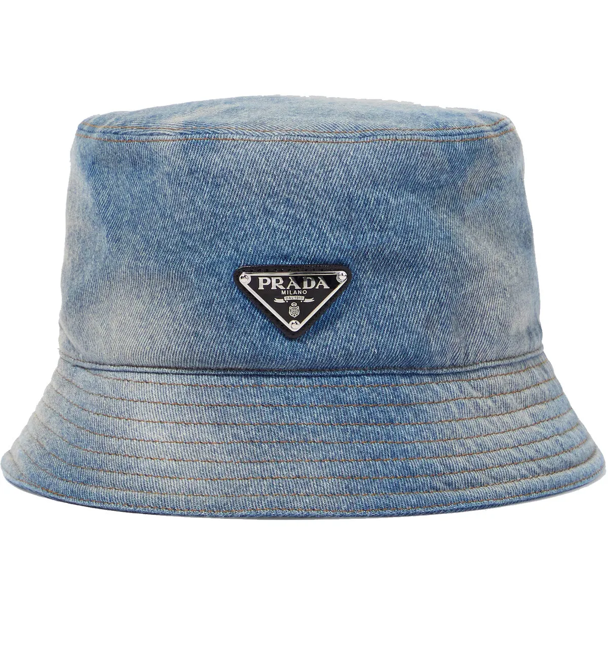 Prada Logo Denim Bucket Hat