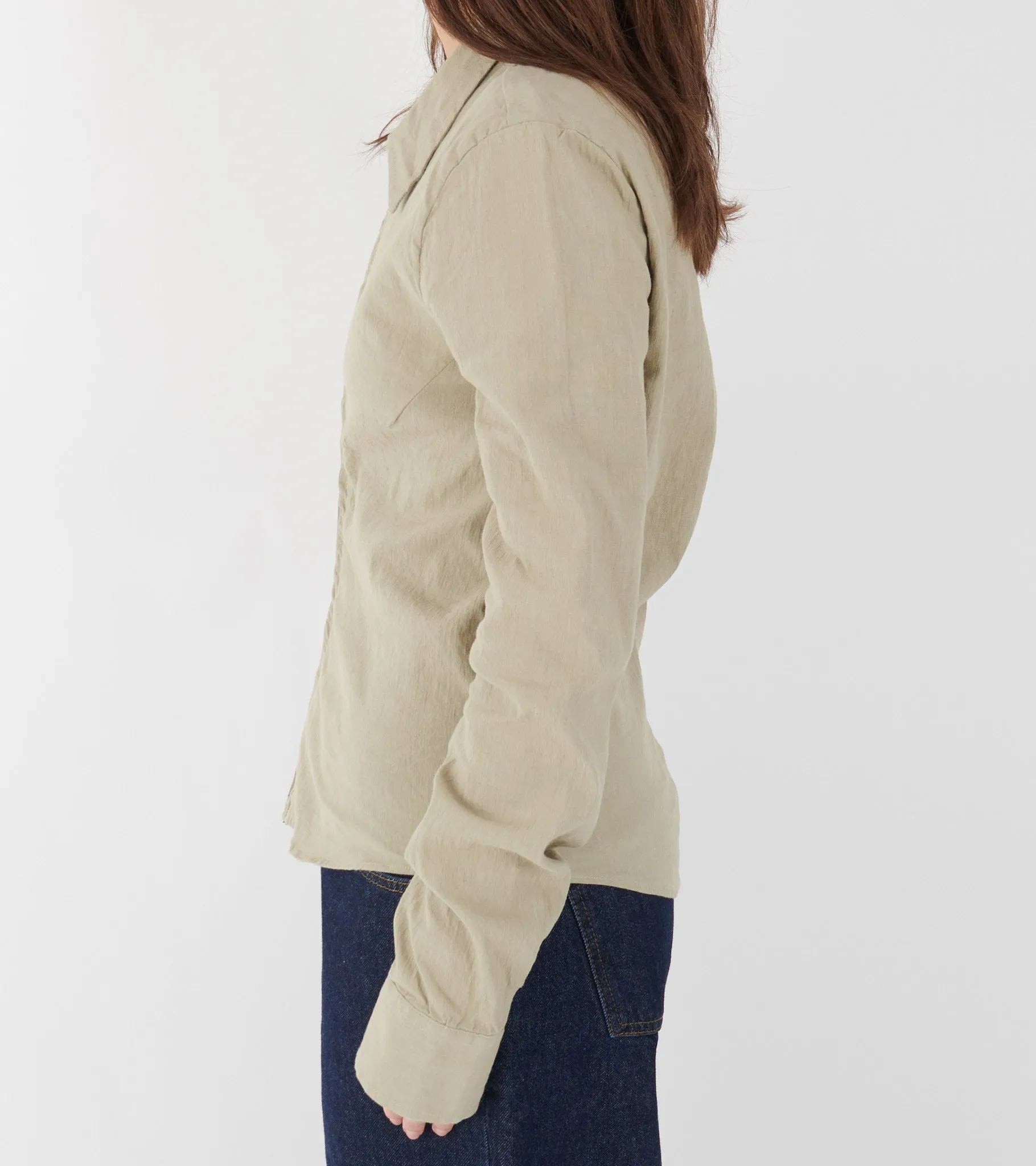 Slim Zip Shirt Dry Grass Rugged Lincot