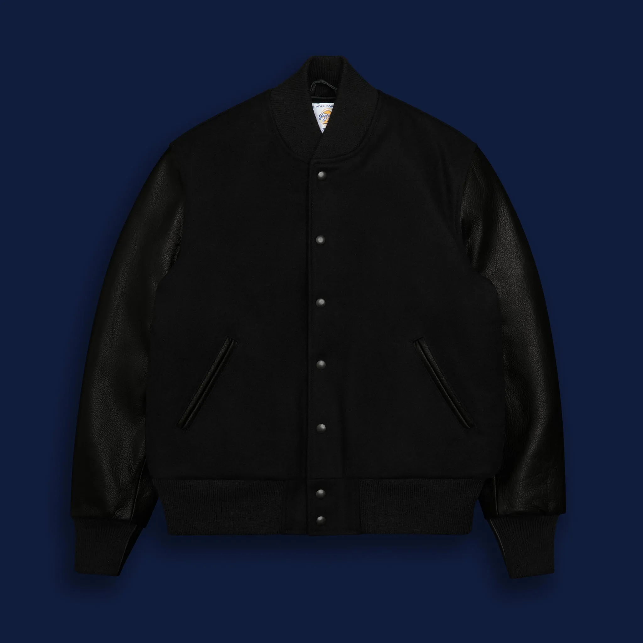 THE ALBANY - Black Melton Wool/Black Leather Contemporary Fit