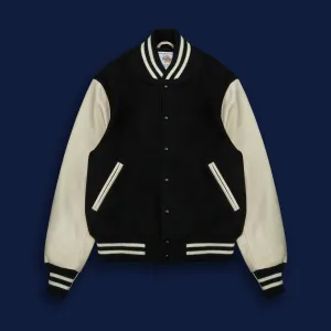 THE ALBANY - Black Melton Wool/Stone Leather Contemporary Fit
