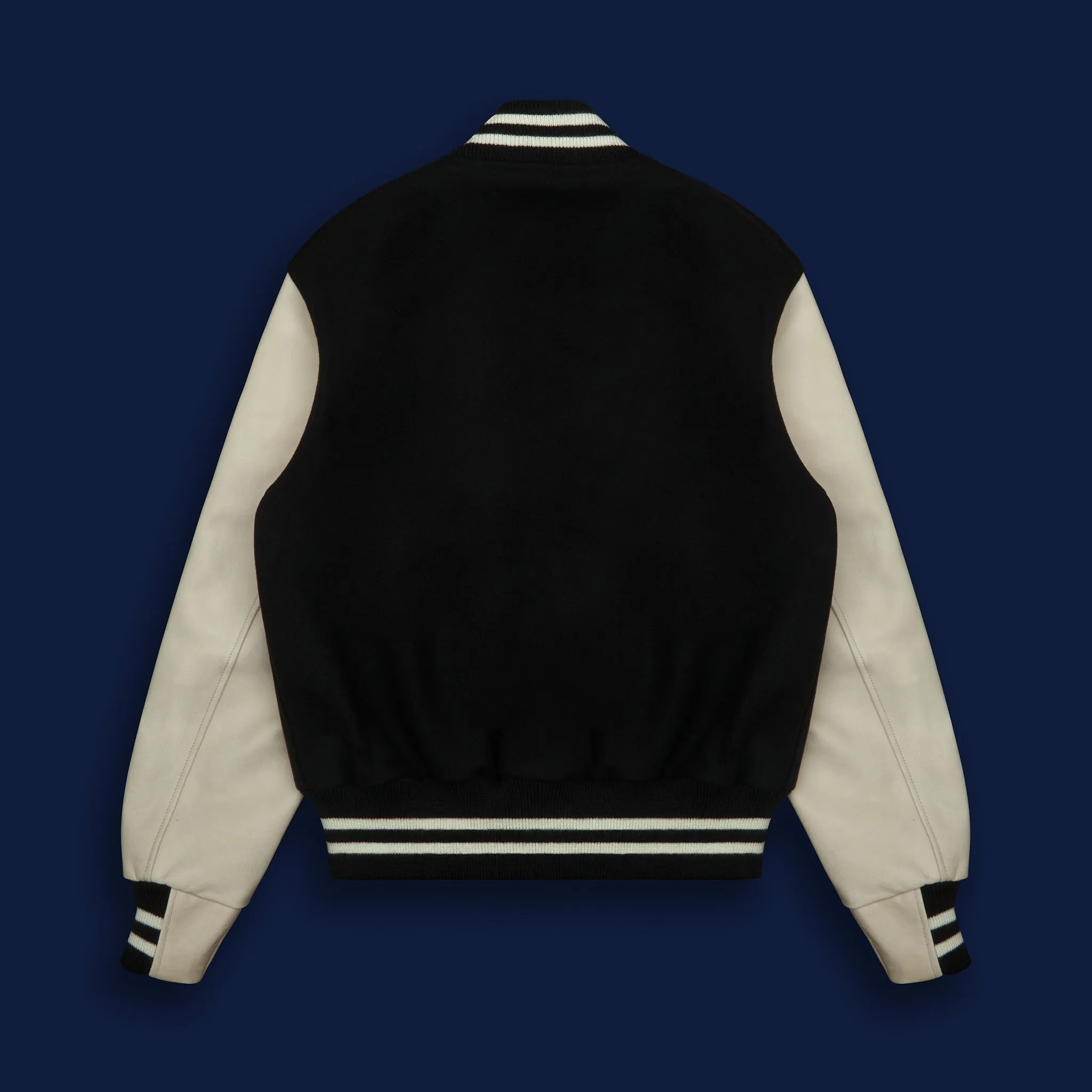 THE ALBANY - Black Melton Wool/Stone Leather Contemporary Fit
