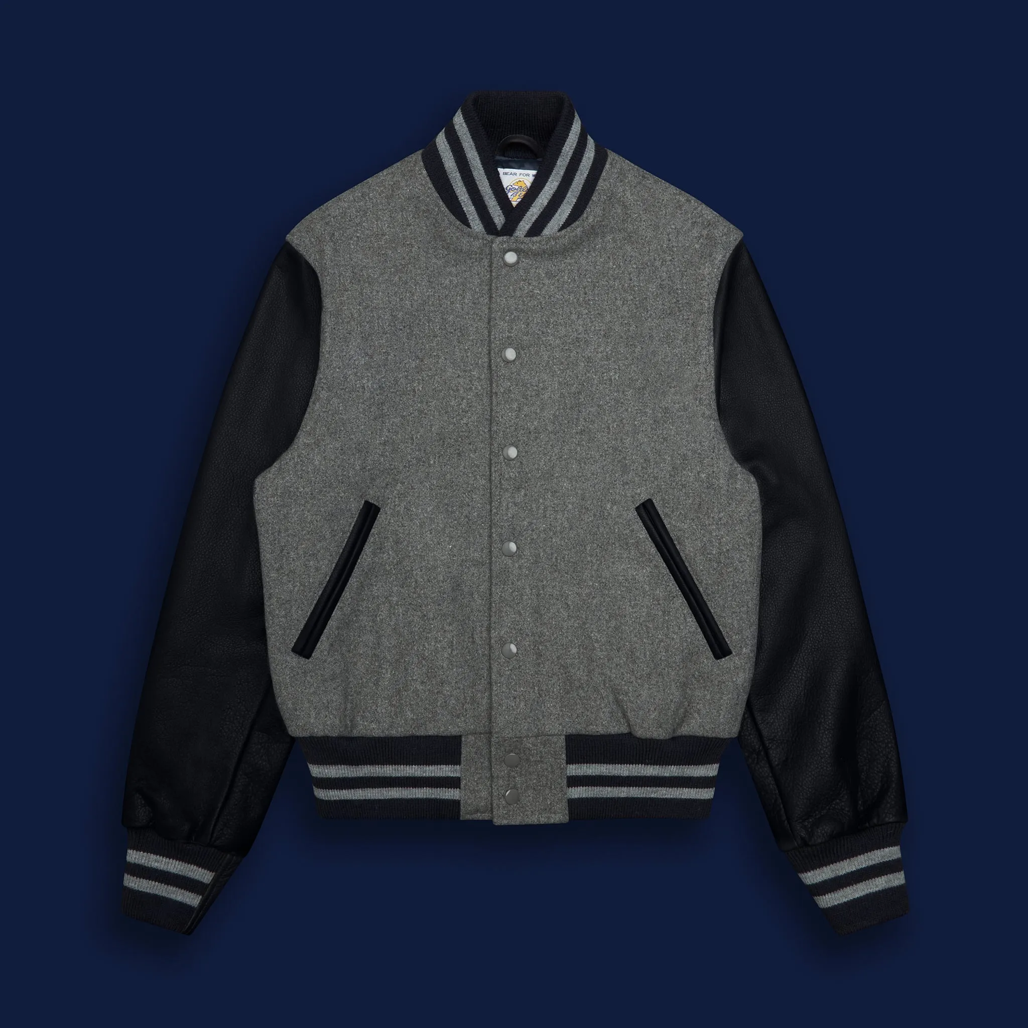 THE ALBANY - Grey Melton Wool/Navy Leather Contemporary Fit