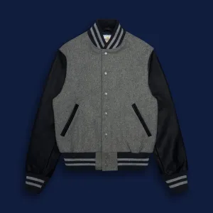 THE ALBANY - Grey Melton Wool/Navy Leather Contemporary Fit
