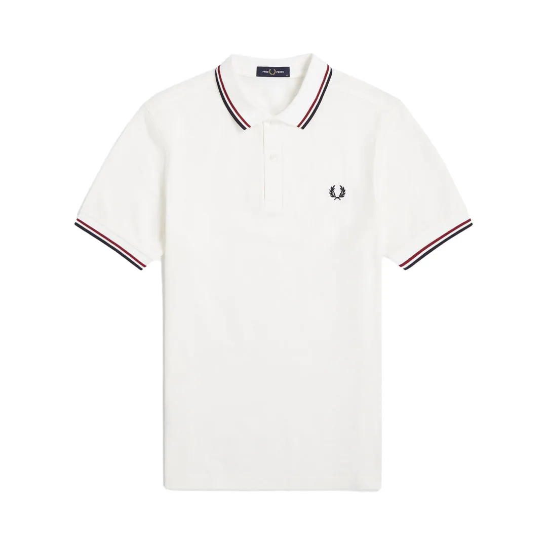 TWIN TIPPED FRED PERRY SHIRT SNOW WHITE