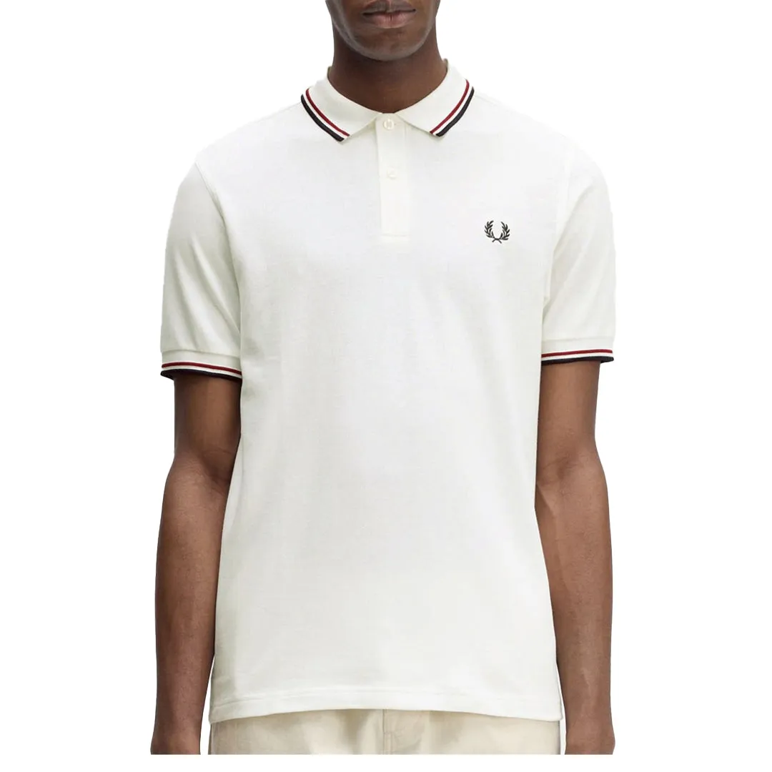 TWIN TIPPED FRED PERRY SHIRT SNOW WHITE