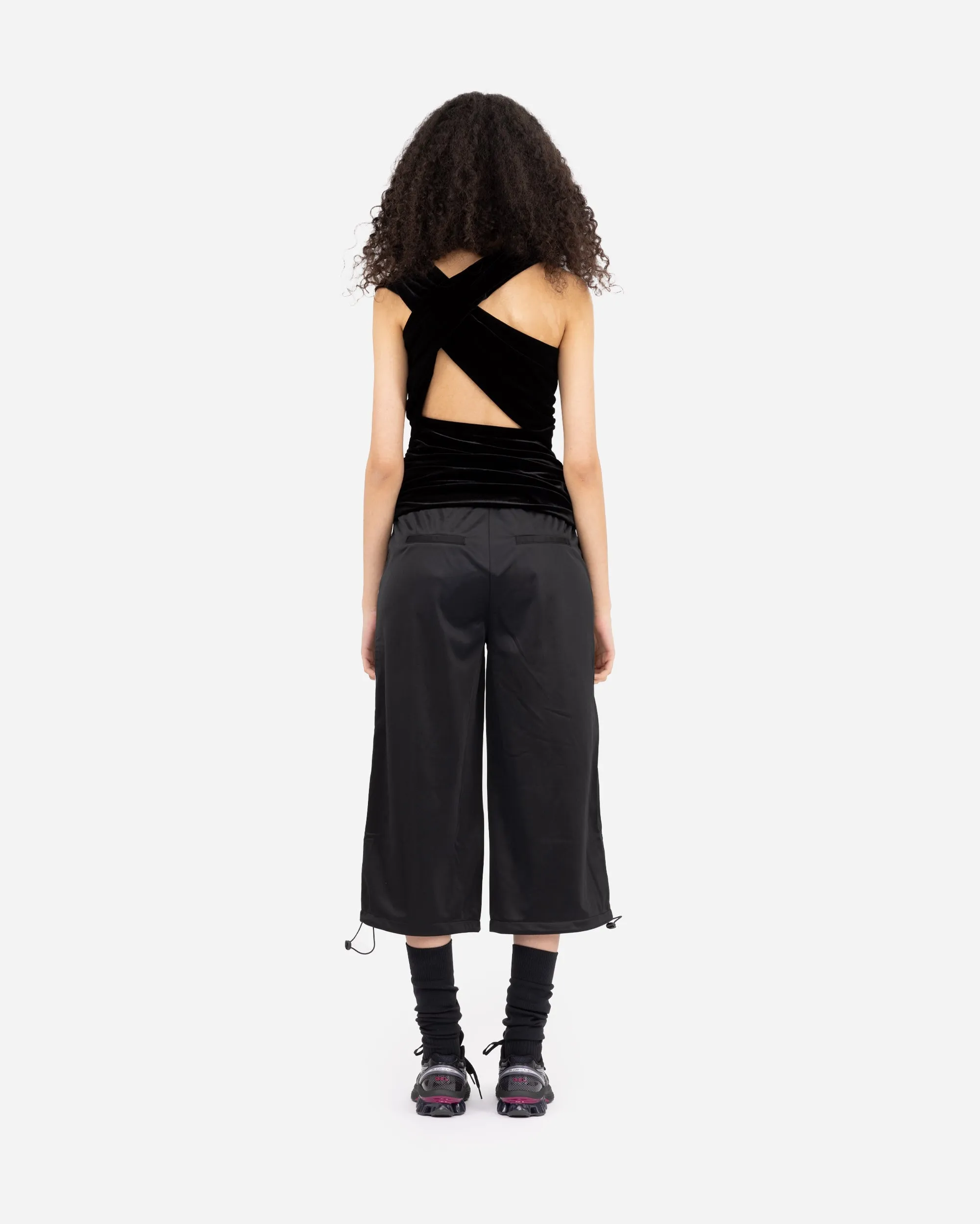 Velvet Jersey Ruched Crossover Blouse